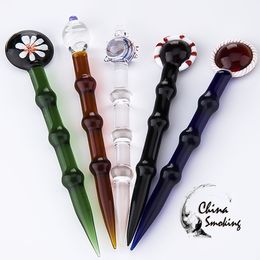 Glas Dabber-tool voor olie- en waxolierinstallaties DAB Stick Carving Tool Glass Cap voor DAB Nail Quartz Enail