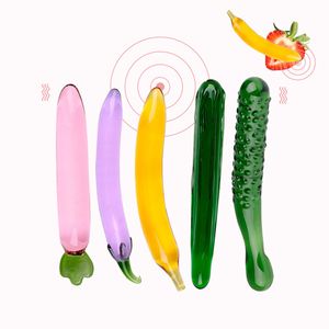 Godemiché en verre pour femmes, pénis artificiel, jouets sexy et réalistes, vibrateur de fruits et légumes, Masturbation, Plug Anal