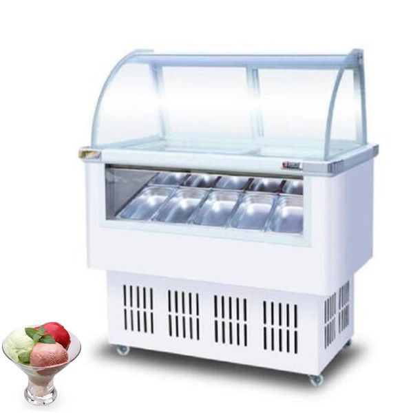 Vitrine en verre 170W, vitrine manuelle pour glaces, bouillie, boissons froides, réfrigérateur, Machine de stockage de crème glacée