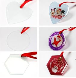 Pendentif en verre DIY Sublimation Ornements de Noël 3 pouces Ornement de transfert thermique simple face Décor de festival Pendentifs personnalisés7122831