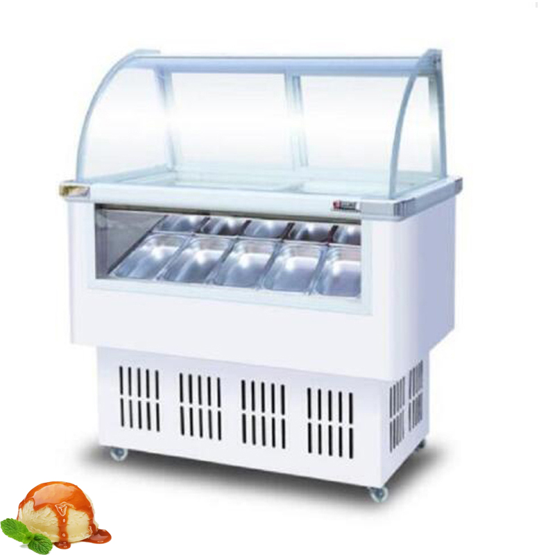 Armário de exibição de sorvete com porta de vidro, vitrine comercial de sorvete refrigerado, máquina de armazenamento de sorvete