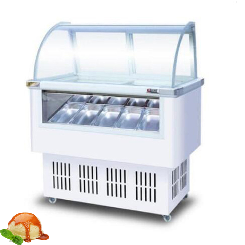 Glass Door Ice Cream Display Cabinet Commercial Gelato Display Refrigerated Popsicle Showcase Freezers Ice Cream Storage Machine