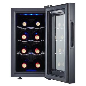 Armoire à vin thermostatique à porte en verre, 8 bouteilles de semi-conducteur électronique, vitrine froide pour vin rouge, réfrigérateur refroidisseur