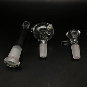 Diffuseur de tige en verre 14mm femelle à 18mm tige mâle en bas avec 2 pièces bols en verre mâles de 14mm barboteur de cendrier pour bongs Dab Rigs