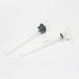 Glass Downstem Pipes 12mm Male Stem Difuso Slide Embudo estilo con caucho negro Tubo adaptador para fumar Pipa de agua Bongs