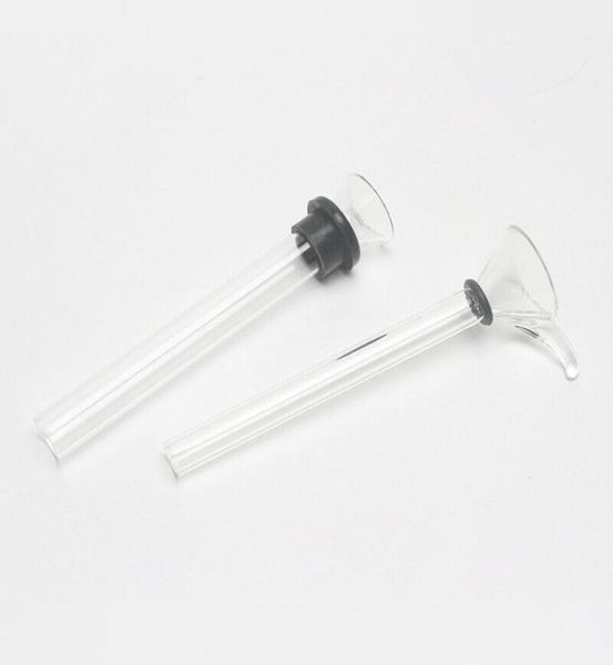 Tubos de vidrio con vástago descendente de 12 mm Vástago macho Estilo de embudo deslizante difuso con tubo adaptador de caucho negro para fumar pipa de agua Bongs4745799