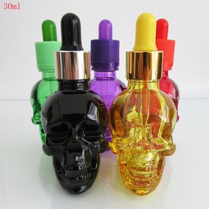 Glasdruppelfles 30 ml schedelvorm van Halloween, E-vloeistof, essentiële olie met pipet lege vulling