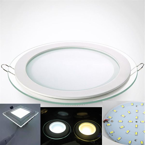 Luces de panel LED integradas de vidrio Lámpara de techo delgada SMD5730 6W 12W 18W 24W Iluminación descendente para cocina AC85-265V CE RoHS FCC