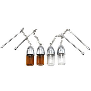 Accesorios para fumar, botella de rapé vacía de vidrio con cuchara de Metal, contenedor de balas para ronquidos, dispensador de almacenamiento, pastillero