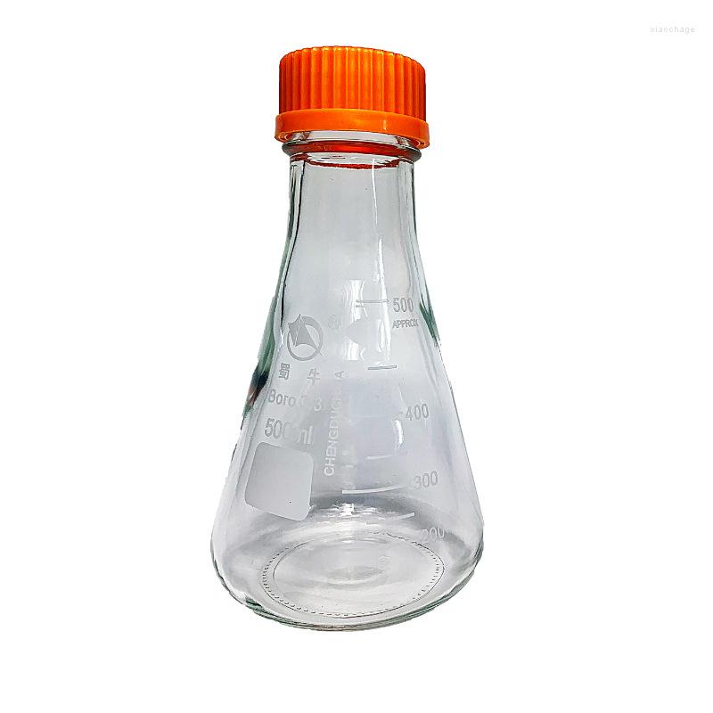 Glass Erlenmeyer Flask GL45 Screw Top Bottle 250ml 500ml Graduated Transparent Thread With Lid Bro 3.3