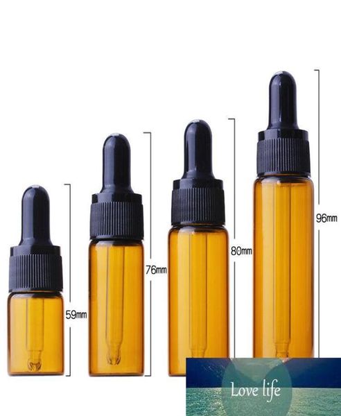 Botellas cuentagotas de aceite esencial de vidrio 5 ml 10 ml 15 ml 20 ml Pipeta ámbar transparente E Vial de líquido con tapas negras 7544513