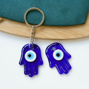 Glas Fatima Hand Turkse Blue Eye Hanger Sleutelhanger Sleutelhanger Voor Vrouwen Gift Blue Eye Bag Autosleutelhanger