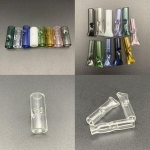 Embout de filtre en verre plat rond bouche joint de fumer OD8mm 12mm clair support coloré pour papier à rouler de cigarette de tabac à herbes sèches