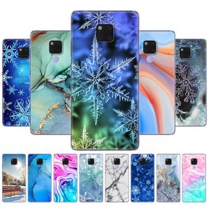 Pour Huawei Mate 20 Pro étui silicone souple couverture de téléphone X pour Mate marbre flocon de neige hiver noël