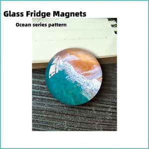Aimants de réfrigérateur en verre autocollant de babillard aimant de réfrigérateur rond cristal autocollant magnétique décoration de tableau blanc