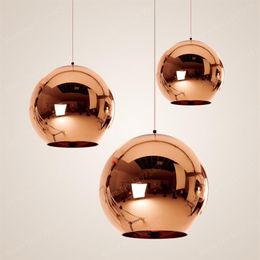 Lampe suspendue boule Globe en verre, cuivre, argent, or, éclairage rond de plafond, abat-jour Globe, lampe suspendue 209K