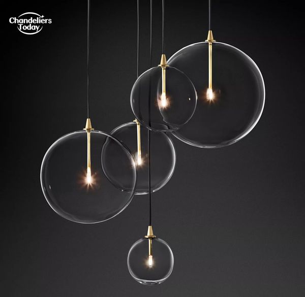 Verre Globe Mobile Cluster Lustres Moderne LED Goutte De Pluie Pendentif Lumières pour Chambre Salon Salle À Manger Lampes Suspendues Lustre