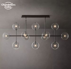 Glazen globe mobiele lineaire kroonluchters verlichten moderne zwarte hangende lampen luster voor eetkamer keuken eiland foyer slaapkamer hanglamp