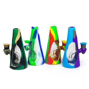 Glass Gravity Bong Water Pipe Dab Rig Hookah Tubos cónicos de silicona Cachimbas saludables y respetuosas con el medio ambiente