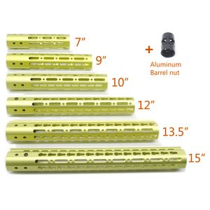 Verre vert anodisée 7,9,10,12,13.5,15 '' pouces Keymod Handguard rail Free Floating Picatinny système de montage en aluminium Barrel Nut