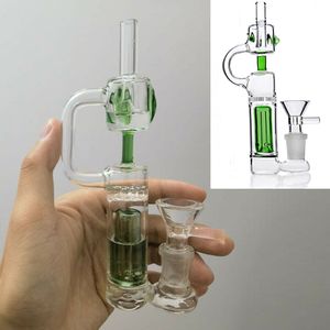 Glass Green Bongs Hookah Dabs Kit Glass Bowl Tip Set Straw 14mm Joint para fumar Water Bong Pipes Samll Recycler Oil Rigs