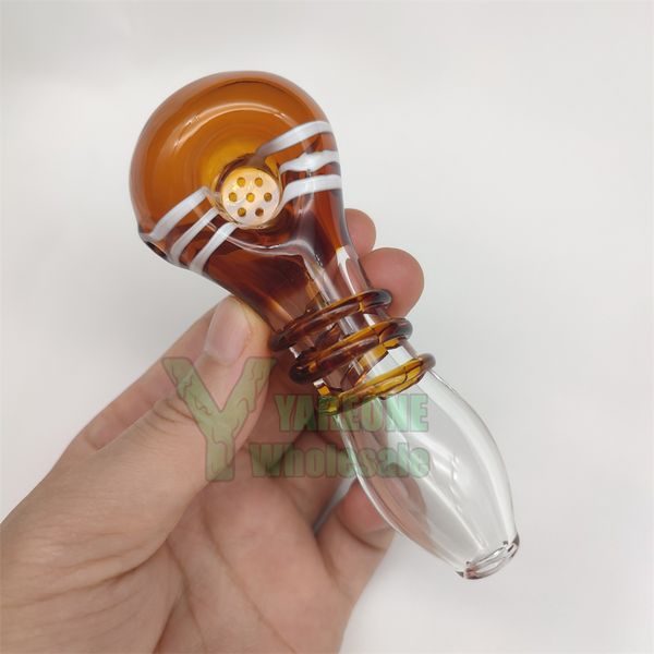 Pipa de mano de vidrio con pantalla fija Colores mezclados Pipa de cuchara para fumar tabaco pequeña personalizada 3 anillos YAREONE al por mayor