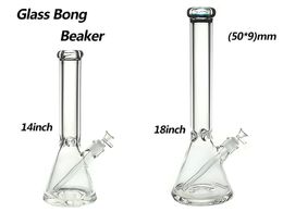 Verre narguilé Bongs Pipes Rig 9mm 14 pouces ou 18 pouces bécher avec tige descendante de 1419mm et bol 1400G GB027