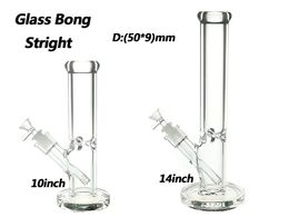 La cachimba de vidrio Bongs los tubos Rig 50 * 9 mm 10 pulgadas o 14 pulgadas Stright con 14/19 mm Downstem y tazón 1000G / PC GB026