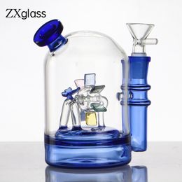 Verre Narguilé Coloré Moulin À Vent Inset Bong Bleu Épais Fumer Plate-forme D'huile Bulle Percolateur Tuyaux D'eau Avec 14mm Joint Bol Banger En Gros