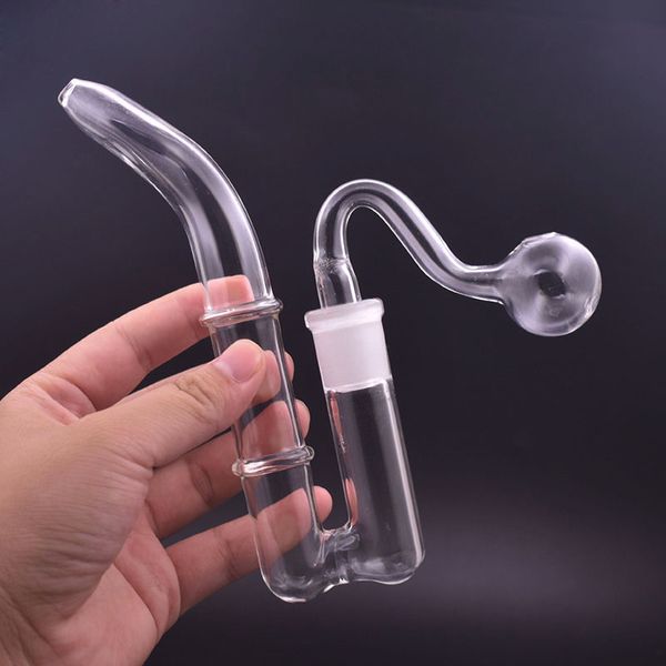 Adaptateur d'arc de buse de narguilé en verre, adaptateur de crochet en J femelle de 14mm, tuyaux d'eau pour fumer à la main avec Pot à ongles d'huile