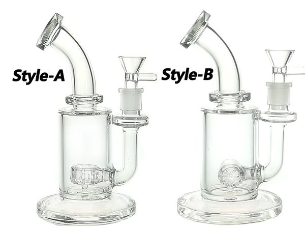 Narguilé en verre Rig/Bubbler Bong pour fumer 7,5 pouces de hauteur et marteau ou perc quadrillé avec bol en verre de 14 mm Poids de 330 g BU015