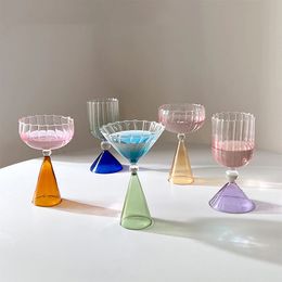 Glass Ice Cream Cup coloré cocktail Champagne Yogourt Gobblet Dart Bar Party Home Drinkware High Apparence 240510