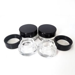 Pot en verre crème conteneur 3ml 5ml cire huile épaisse couvercle noir réservoir transparent pots cosmétiques portables emballage pour conteneurs d'échantillons