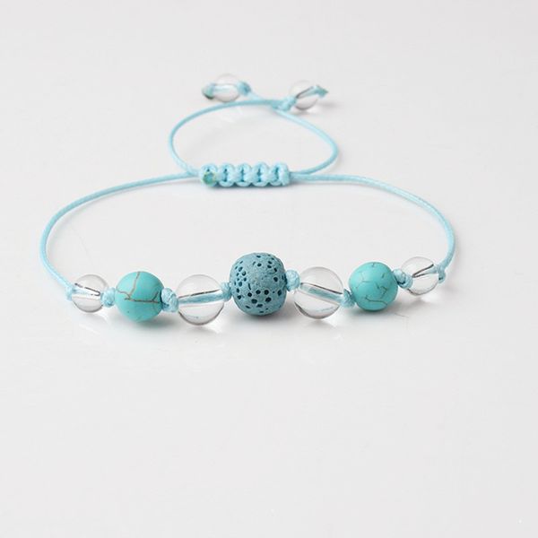 Bracelet d'amitié en perles de lave en verre, tricoté à la main, perles de Yoga, huile essentielle, aromathérapie pour dames