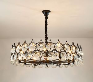 Lámpara colgante de cristal Led decorativa E27, lámpara colgante para restaurante, sala de estar, pantalla redonda de cristal K9