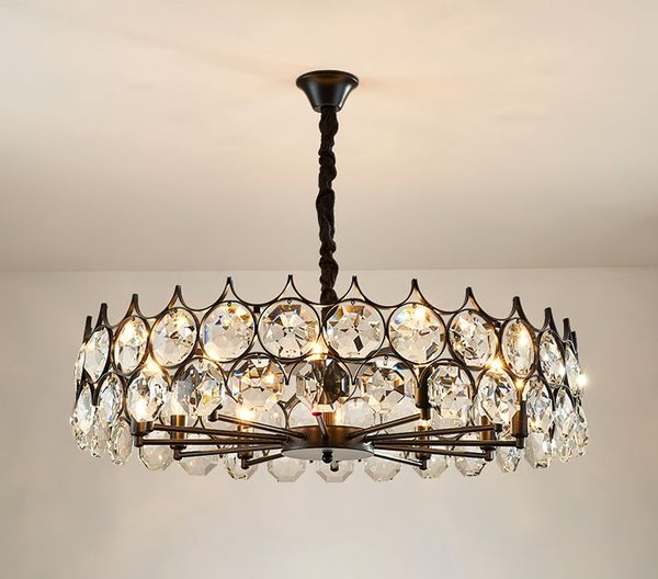 Verre Led décorer lustre suspension E27 suspension lampe Restaurant salon abat-jour rond K9 cristal