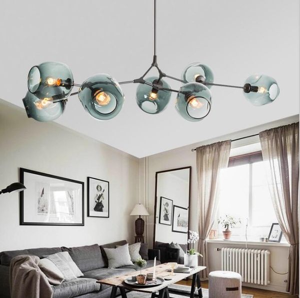 Lampe LED suspendue en verre d'art nordique, luminaire suspendu à bulles, pour salon, hall, magasin de vêtements