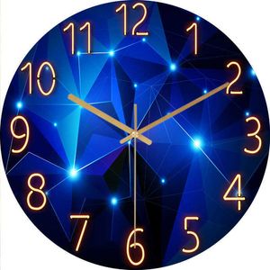 Horloge murale de salon en verre Horloge à quartz Montre de poche Horloge muette minimaliste moderne 210724