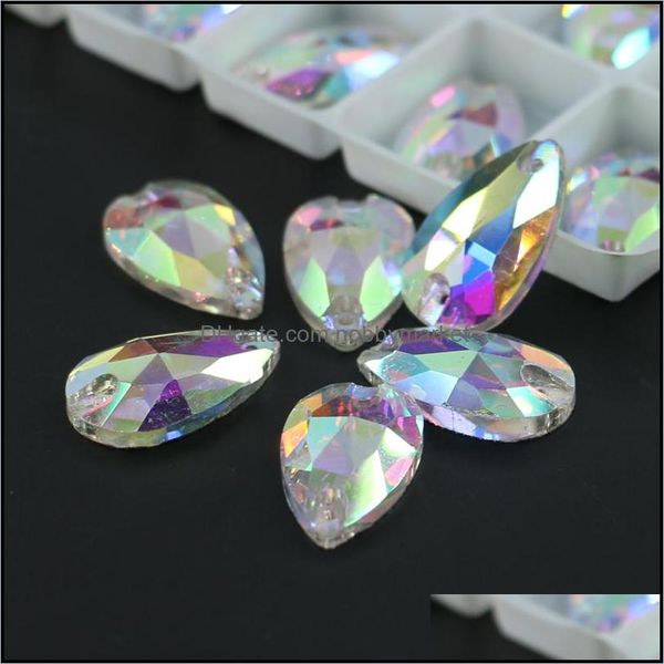 Perles de verre en vrac bijoux cristal Ab larmes coudre sur strass toutes tailles Flatback fantaisie pierre à coudre R3230 50 pièces par sac livraison directe 2021