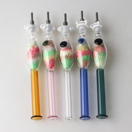 Glazen licht gekleurde zand nectar collector met roestvrijstalen punt voor glazen bongs olieligingen rookleidingen rokende accessoires
