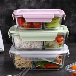 Fiambrera de vidrio Caja sellada para mantenimiento fresco con tapa Caja de picnic portátil para estudiantes Contenedor de alimentos especial calentado por microondas Caja Bento 240304