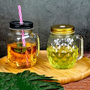 Glas Mason Jar Beer Mokken met Straw Cocktail Iced Coffee Soda Whisky Tumblers Transparant Juice Milk Tea Havermout Cup Bh6476 WHLY