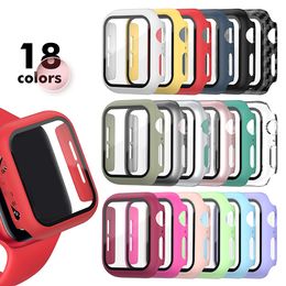 Glas + Matte Watch Cover voor Apple Watch Case 45mm 41mm 44mm 40mm 42mm 38mm Bumper + Screen Protector voor Iwatch SE 8 7 6 5 4 3 2 1