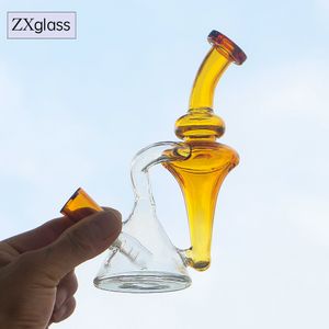 Mini bécher en verre Bongs barboteurs recycleur plates-formes pétrolières narguilé capiteux 6,6 pouces fumer Shisha cendrier 14mm bol commun