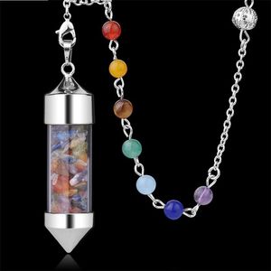 Mini bouteille de souhait en verre, pendentif sept chakras, Divination, cône de radiesthésie, pendule de Yoga, amulette Wicca Pendulo Me