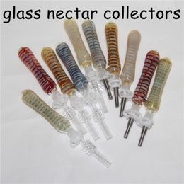 Glazen nectar mini dab stro pijpen collector waterpijp met 10 mm kwart tips olieligingen siliconen pijp roken accessoires rig