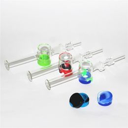 pipas de agua kits de néctar de vidrio con puntas de cuarzo de 10 mm 14 mm plataformas petroleras nector bongs pipas de paja de dab de agua