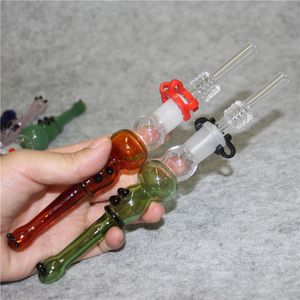 Pipe en verre bong Mini conduites d'eau Narguilés avec quartz Bol à fumer 14mm Concentré Dab Straw Oil Rigs