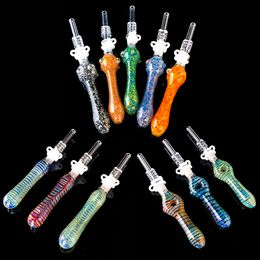 Collecteur de nectar en verre avec pointes de quartz communes de 10 mm Dab Straw Oil Rigs Silicone Pipe à fumer Pipe en verre Accessoires pour fumer Dab Rig