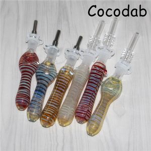 Nectar de verre avec des pointes de titane Hookahs Concentrate Dab Straw Pipes Oil Rigs silicone nectar pipe à eau DHL